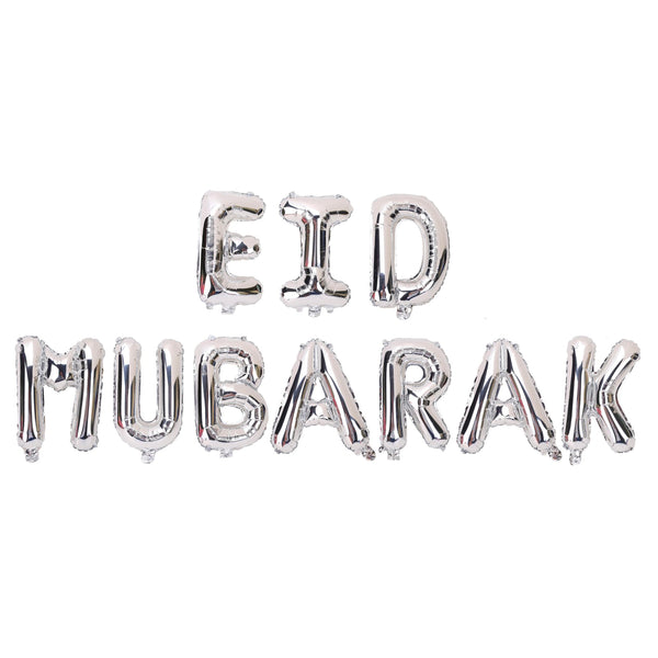 Silver 'Eid Mubarak' Foil Letter Balloons