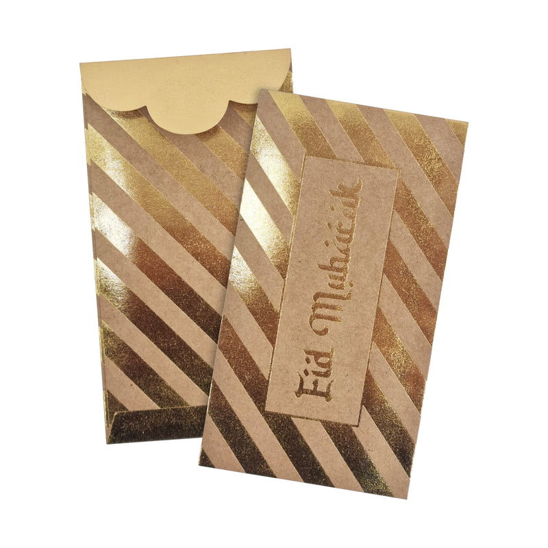 Pack of 20 Manilla & Metallic Gold Striped Money Wallet Envelopes