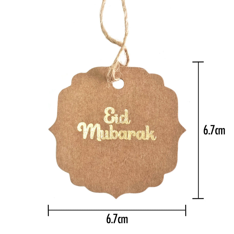 Pack of 20 Gift Tags With Natural Hessian String - Eid Mubarak