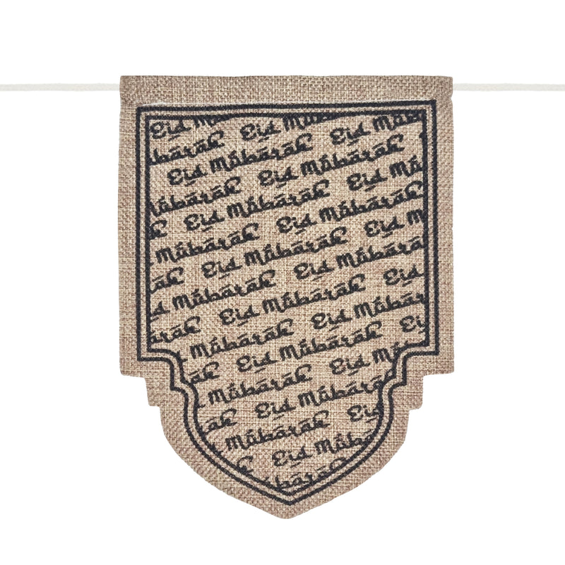 Eid Mubarak Text Natural Hessian Pennant Bunting - 2m