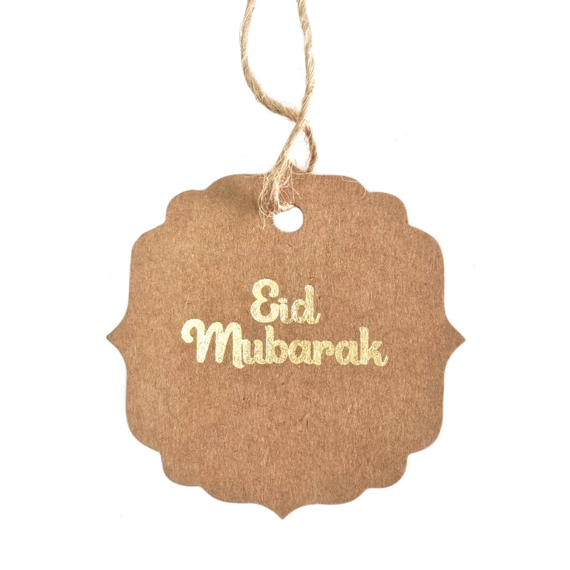 Pack of 20 Gift Tags With Natural Hessian String - Eid Mubarak