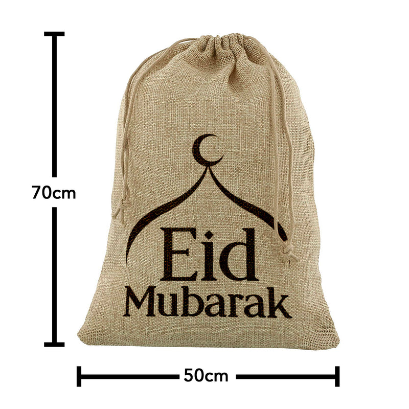Large Eid Mubarak Masjid Hessian Gift Sack (70x50cm)