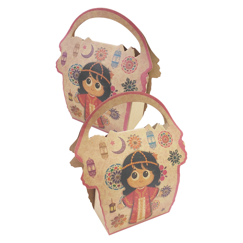 Girls Brown Eid Mubarak Gift Favour Boxes 12 Pack