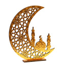 Shiny Gold Wooden Crescent Moon Table Centre Decoration