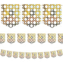 Metallic Gold 8-Point Star Pattern Marble Paper Triangle Bunting - 10 meters