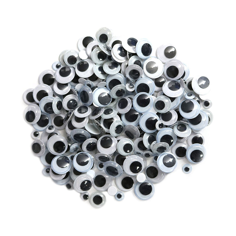 Pack of 200 Assorted Size Black & White Arts & Craft Googly Eyes