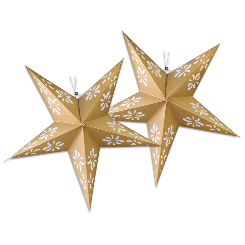 Pack of 2 Large Gold Paper Hanging Star Eid & Ramadan Decorations