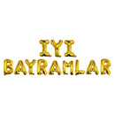 Multicolour İyi Bayramlar Turkish Eid Balloons, Gold Foil Balloons & Bunting Set