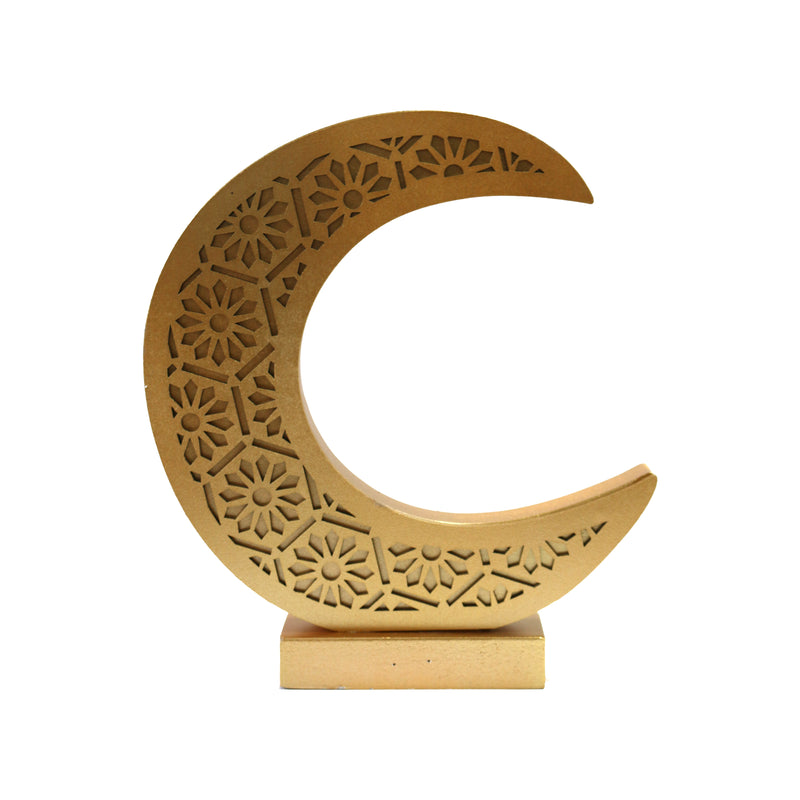 Gold Wooden Crescent Moon Design Table Centre Decoration