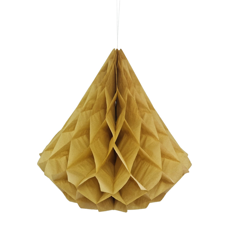 Pack of 2 Gold Paper Hanging Honeycomb Diamond Lanterns Eid Party Decoration