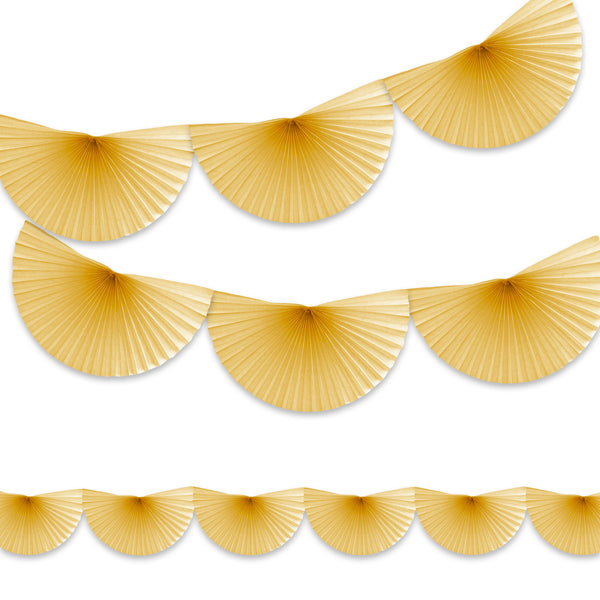 Gold Paper Hanging Half-Fan Garland Eid Party Decoration - 3 Metre