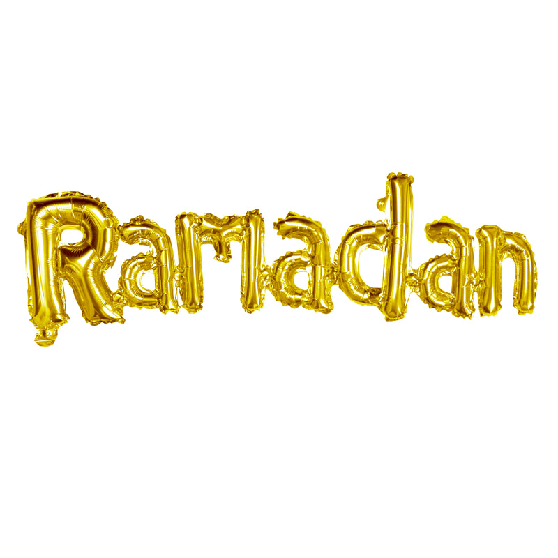 Gold Foil Ramadan, Crescent Moons, Stars & Gold / White Balloon Set
