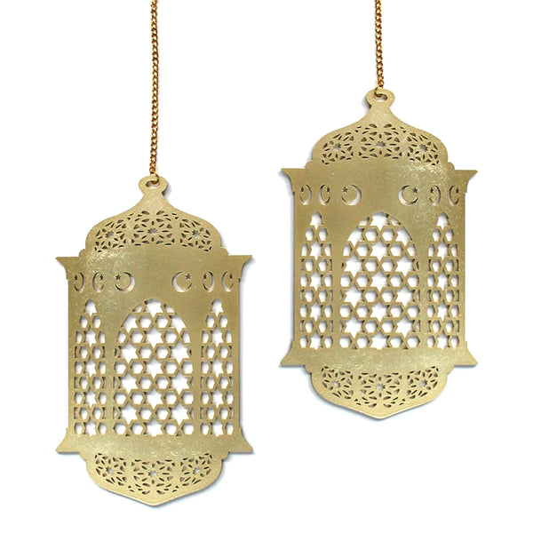Gold Wooden Ramadan / Eid Lantern Hanging Decorations