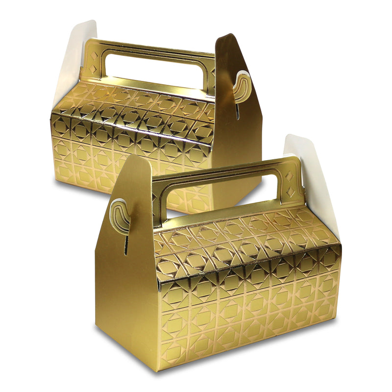 12 Gold Metallic Rectangle Diamond Pattern Eid & Ramadan Gift Favour Boxes