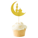 Pack of 20 Gold Glitter Crescent Moon & Mosque Cocktail Sticks