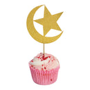 Pack of 20 Gold Glitter Crescent Moon & Star Cocktail Sticks