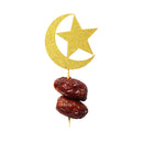 Pack of 20 Gold Glitter Crescent Moon & Star Cocktail Sticks