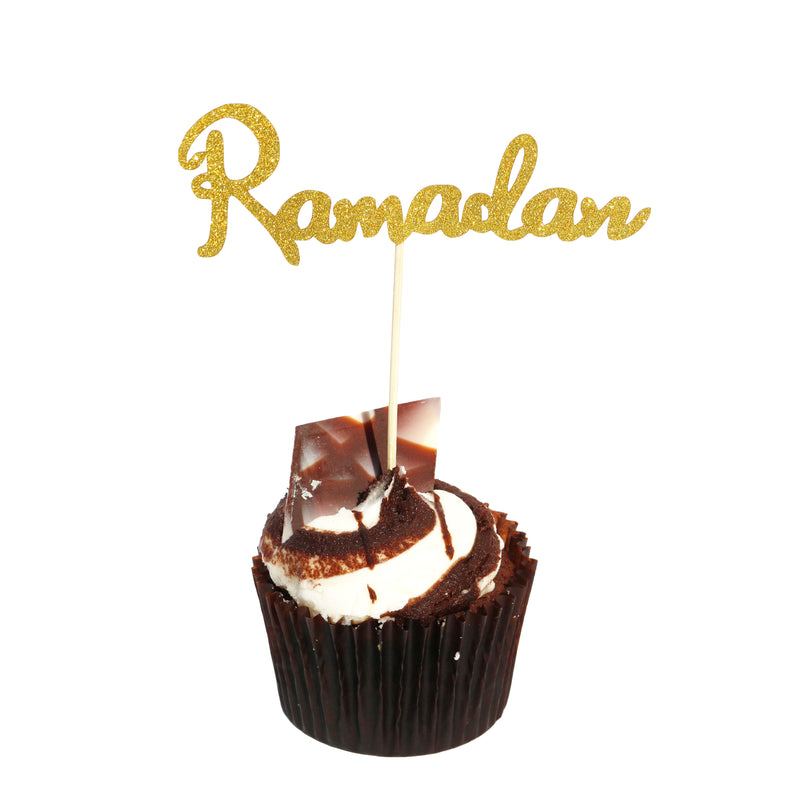 Pack of 20 Gold Glitter Ramadan Cocktail Sticks