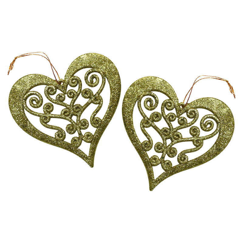 Pack of 2 Gold Glitter Hanging Hearts Eid & Ramadan Decoration
