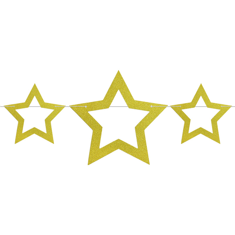 Gold Glitter Cutout Stars Bunting - 2 meters