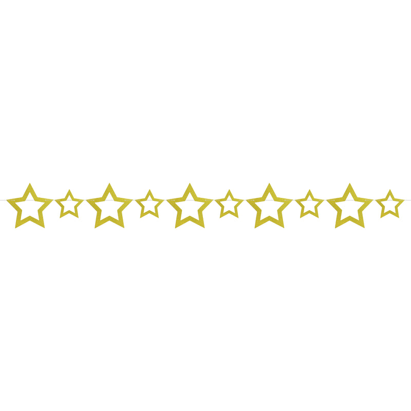 Gold Glitter Ramadan Mubarak Letters, Gold/Silver Moon & Star 4-Piece Bunting Decoration Set