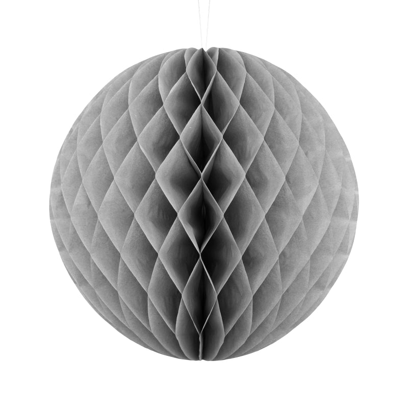 Pack of 2 Grey Paper Hanging Honeycomb Sphere Balls Eid Party Decoration