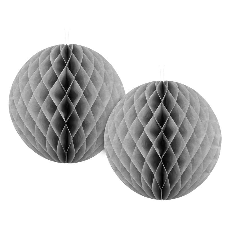 Pack of 2 Grey Paper Hanging Honeycomb Sphere Balls Eid Party Decoration