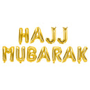 Gold 'Hajj Mubarak' Foil Letter Balloons