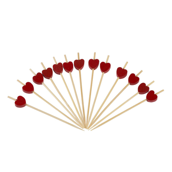 Pack of 100 Red Heart Cocktail Sticks