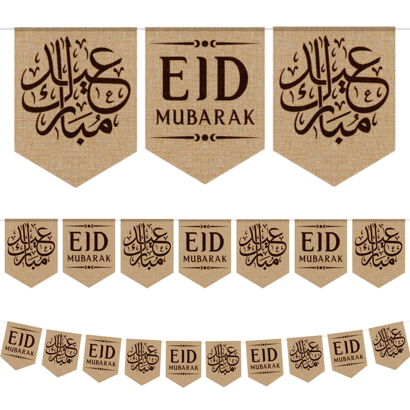 Eid Mubarak English & Arabic Hessian Bunting - 2 meters