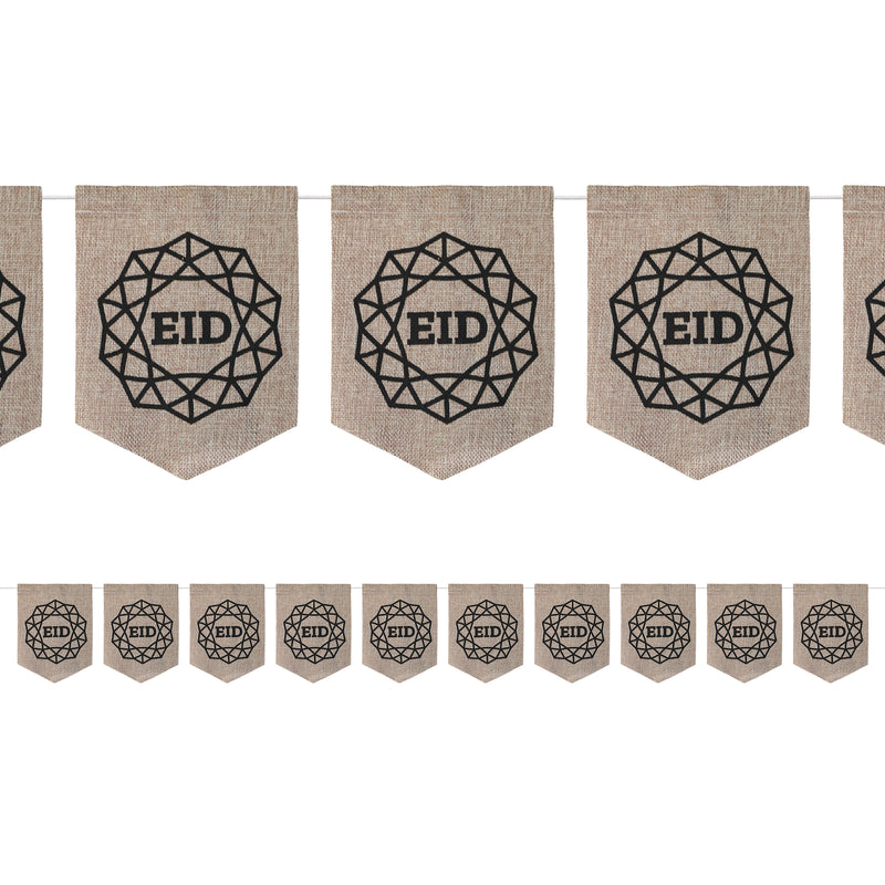 Hessian Geometric Pattern Eid Mubarak Pennant Bunting - 2 meters