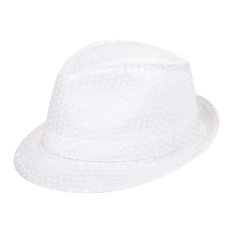 White Sequin Fedora Eid Party Dress Up Hat