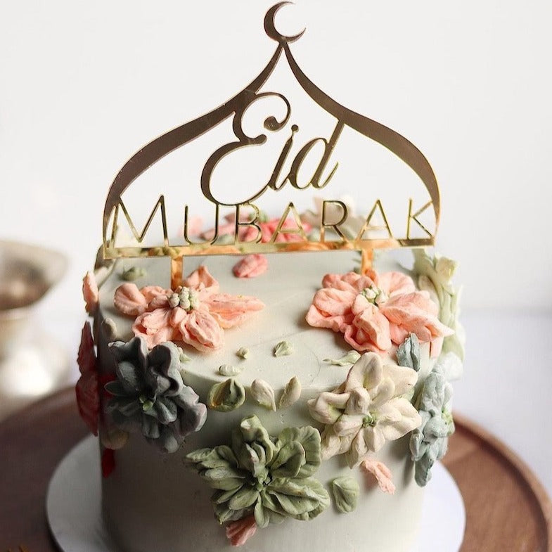 Metallic Gold Eid Mubarak Mosque Qubba Cake Topper
