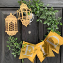 Gold Eid Mubarak Silver Lettering Card Pennant Bunting - 2 meters