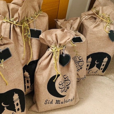 Medium Eid Mubarak Moon & Arabic Gift Sack (60x40cm)