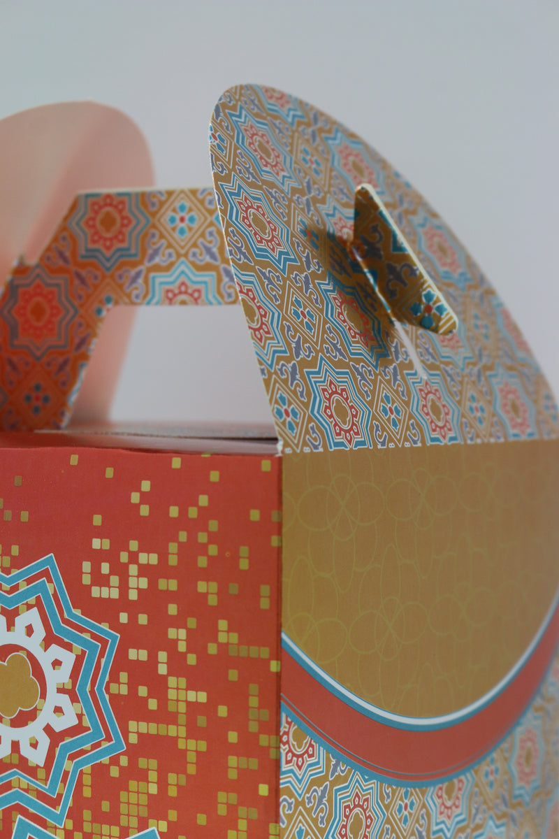 Eid/Ramadan Large Gift & Treat Celebration Boxes - Gold/Orange/Teal (2 Pack)