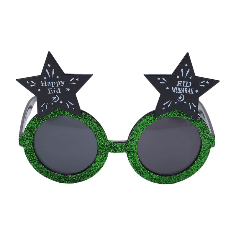 'Happy Eid' Green Glitter Novelty Glasses