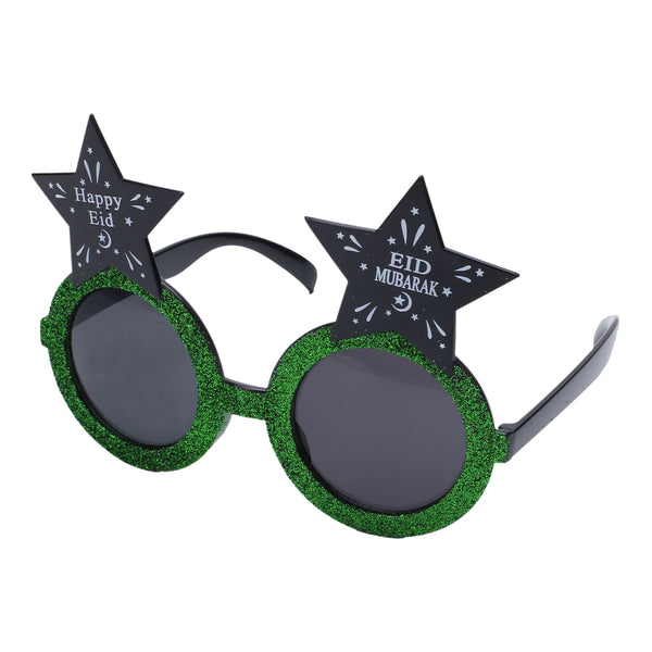 'Happy Eid' Green Glitter Novelty Glasses