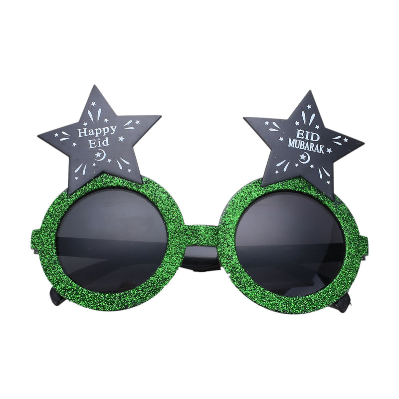 'Happy Eid' Green Glitter Novelty Glasses