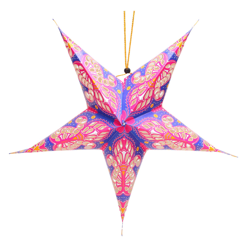 Pack of 4 Multicolour Large Paper Hanging Star Eid Decoration