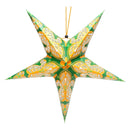 Green & Yellow Large Paper Hanging Star Eid Decoration