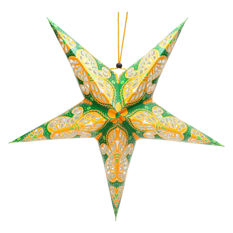 Pack of 4 Multicolour Large Paper Hanging Star Eid Decoration