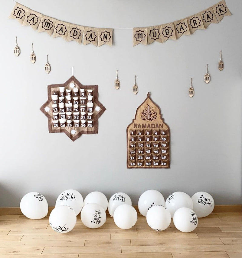 Ramadan Mubarak Star Hessian Dovetail Bunting - 2 meters