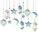 Pack of 12 Iridescent Lantern, Moon & Stars Hanging Mobile Decorations