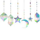 Pack of 12 Iridescent Lantern, Moon & Stars Hanging Mobile Decorations