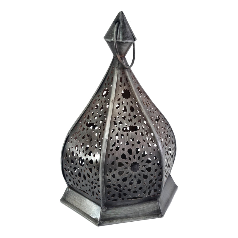 2 x Antique Gunmetal Copper Metal Tea Light Candle Lantern (L22-29)