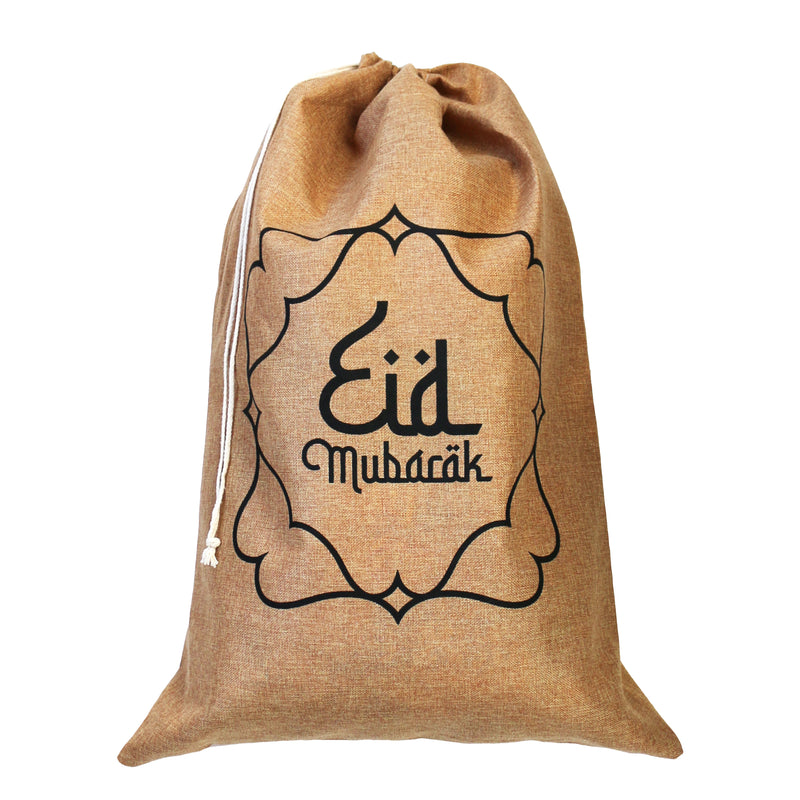 Extra Large Eid Mubarak Hessian Eid Gift Sack (90x60cm)