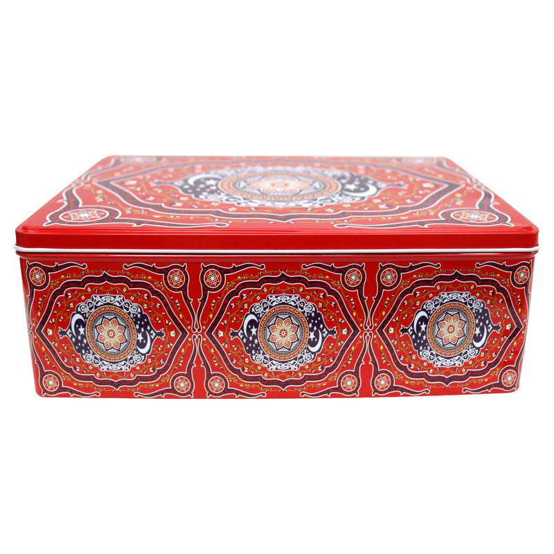 Set of 5 Red Moon & Star Rectangle Small & Large Treat Tins