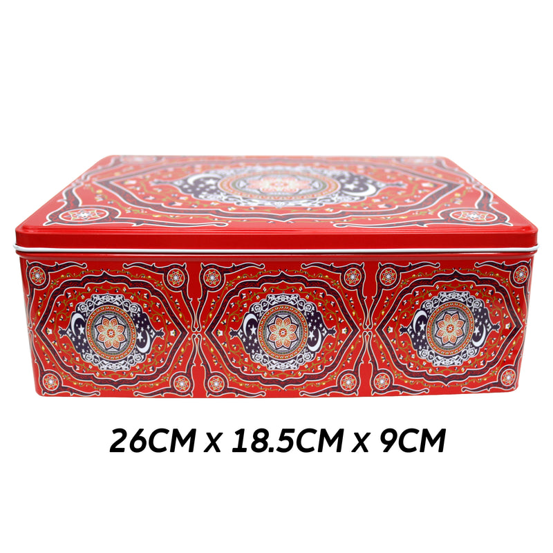 Set of 5 Red Moon & Star Rectangle Small & Large Treat Tins