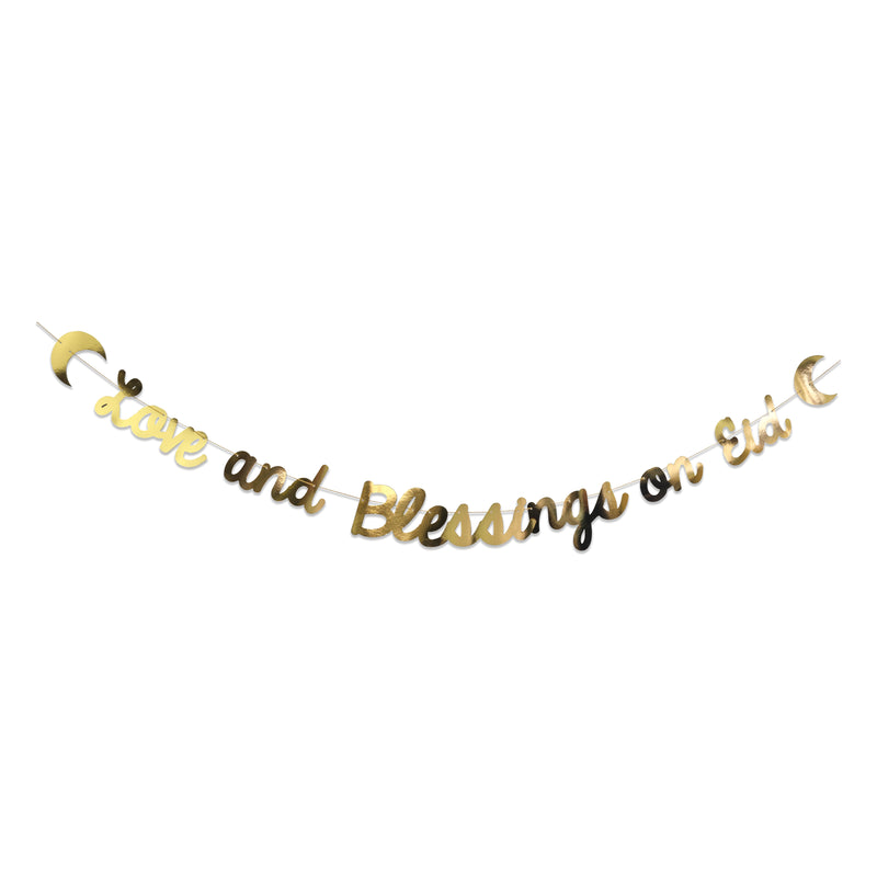 Gold 'Love And Blessings On Eid' Garland Card Bunting - 2m